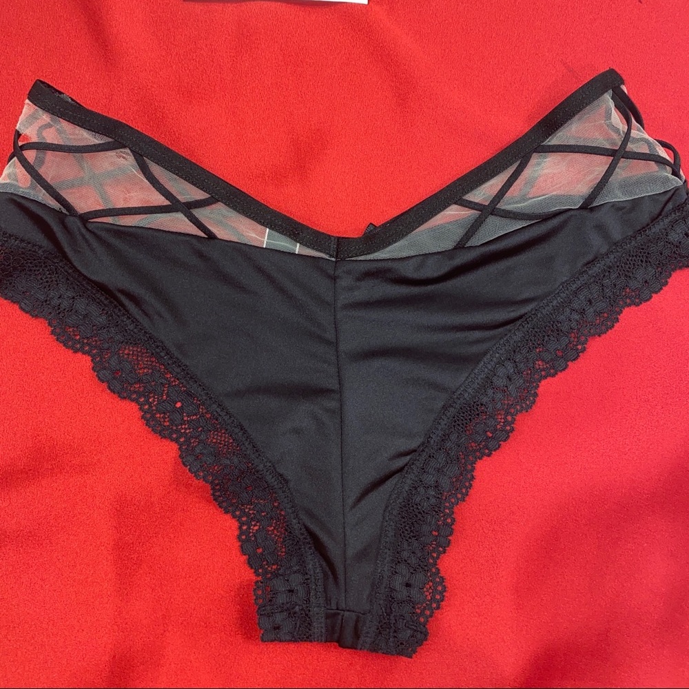 NEW Victorias Secret Lingerie Vintage Panty Thong Cheeky Lace Trim Mesh